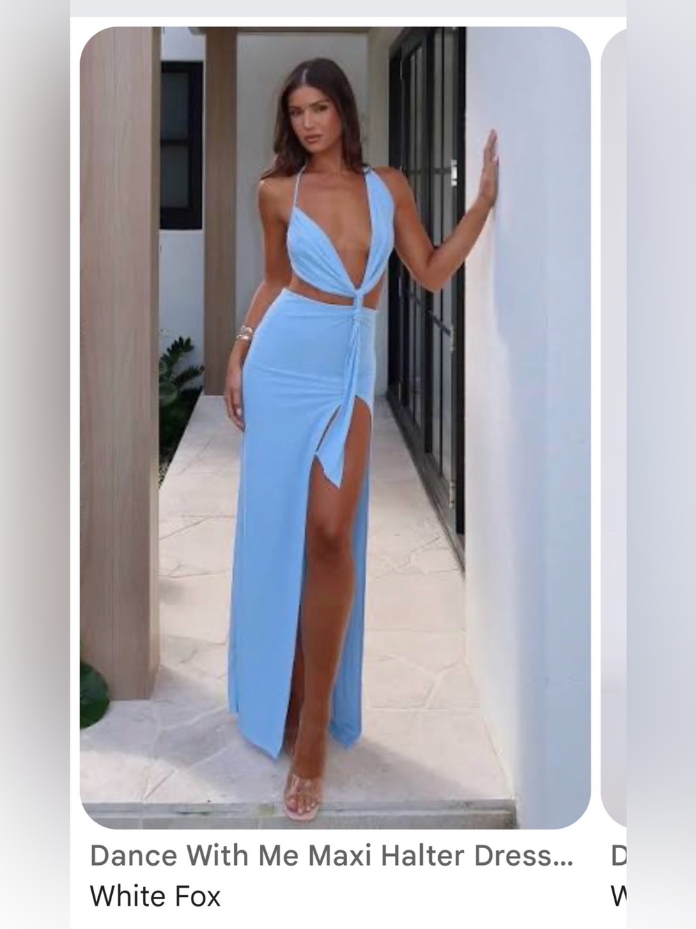White Fox Boutique Light Blue Maxi Halter Cutout Dress